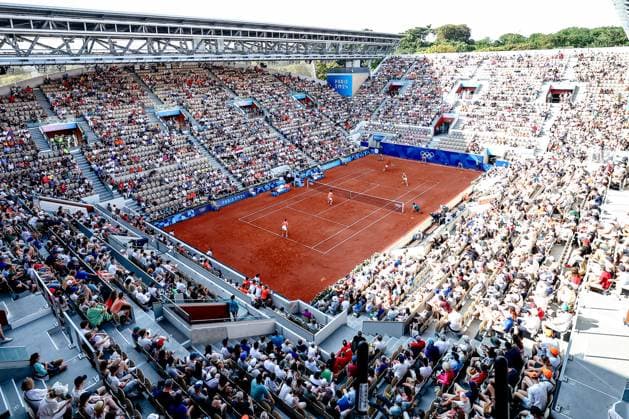 PARIS, 2-08-2024, Paris 2024 Olympic Games, Olympische Spiele, Olympia, OS Stade Roland-Garros, tennis, mixed doubles bronze medal match. Demi Schuurs, Wesley Koolhof Tennis mixed doubles bronze medal match (Paris 2024)  x25916691x Copyright: