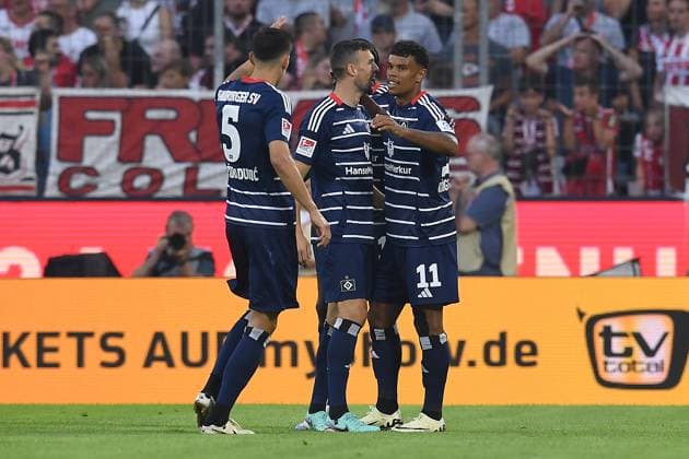 Soccer 2 Bundesliga 1 Matchday 1 FC Köln Hamburger SV on 02 08 2024 at RheinEnergieStadion in Cologne Goal celebration to 0 1 by Ransford Königsdörffer Hamburg DFL regulations prohibit any use of photographs as image sequences and or quasi video xRx