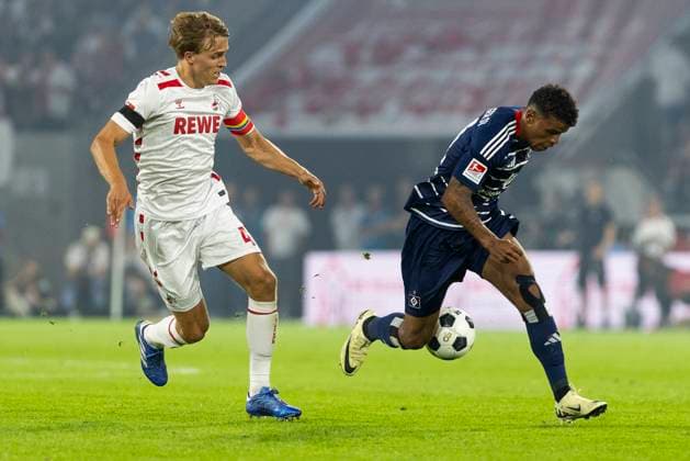 2 Soccer Bundesliga 1 FC Köln Hamburger SV, 02 08 2024 Timo Hübers 1 FC Köln, 4 , Ransford Königsdörffer Hamburger SV, 11 2 Soccer Bundesliga, 1 FC Köln Hamburger SV, 1 Spieltag, am 02 08 2024, RheinEnergie Stadion, Köln DFL regulations prohibit any use of photographs as image sequences and or quasi video Copyright: xBEAUTIFULxSPORTS Meuselx