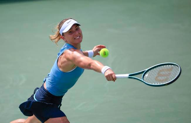 August 2, 2024: Paula Badosa (ESP) hits a shot during the 2024 Mubadala Citi DC Open tennis tournament being played at Rock Creek Park Tennis Center in Washington, D.C. CSM District Of Columbia United States of America - ZUMAc04_ 20240802_zma_c04_339 Copyright: xJustinxCooperx