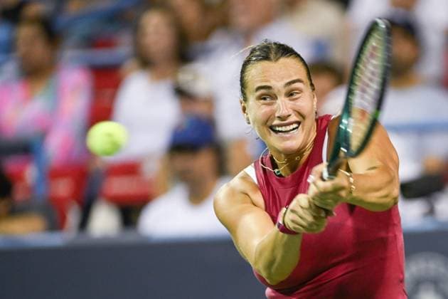 August 2, 2024, Washington, D.C, U.S: ARYNA SABALENKA hits a backhand during her quarterfinal win over Victoria Azarenka at the Rock Creek Tennis Center. Washington U.S - ZUMAg196 20240802_zap_g196_023 Copyright: xKylexGustafsonx