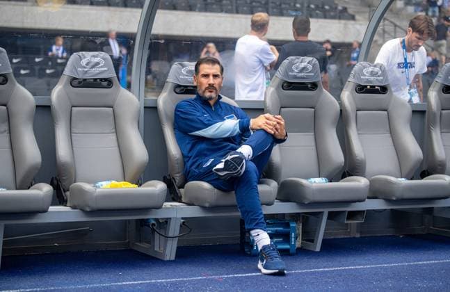 Soccer, Men, Season 2024 2025, 2 Bundesliga 1 Matchday , Hertha BSC SC Paderborn, Coach Cristian Fiel Hertha BSC on the bench, 03 08 2024, Copyright: xSebastianxRäppold MatthiasxKochx