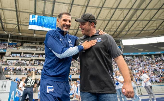 Soccer, Men, Season 2024 2025, 2 Bundesliga 1 Matchday , Hertha BSC SC Paderborn, v l Coach Cristian Fiel Hertha BSC , Coach Lukas Kwasniok SC Paderborn , 03 08 2024, Copyright: xSebastianxRäppold MatthiasxKochx