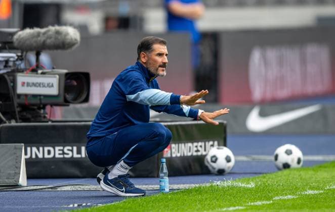 Soccer, Men, Season 2024 2025, 2 Bundesliga 1 Matchday , Hertha BSC SC Paderborn, Coach Cristian Fiel Hertha BSC , 03 08 2024, Copyright: xSebastianxRäppold MatthiasxKochx