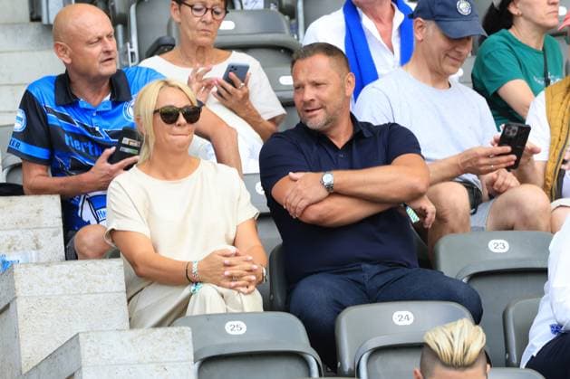 DEU, DFL, 2 FBL, Hertha BSC vs SC Paderborn 07, 03 08 2024, Berliner Olympiastadion, Berlin, DEU, DFL, 2 FBL, Hertha BSC vs SC Paderborn 07, in the picture Monica and Pal Dardai DFL regulations prohibit any use of Photographs as image sequences and or quasi video Foto Juergen Engler nordphoto GmbH nordphotoxGmbHx xEngler nph00076