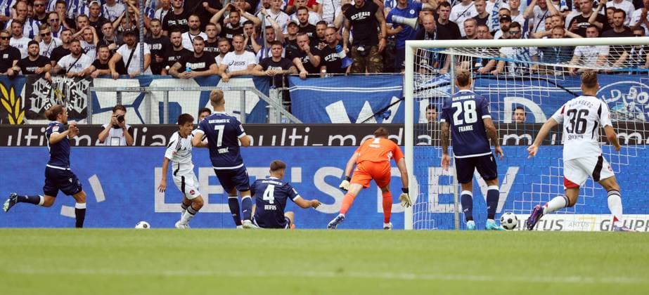 03 08 24 Karlsruher SC 1 FC Nürnberg Germany, Karlsruhe, 03 08 2024, Soccer, 2 Bundesliga, Karlsruher SC 1 FC Nürnberg li Kanji Okunuki 1 FC Nürnberg Goal 0 1 Okunuki