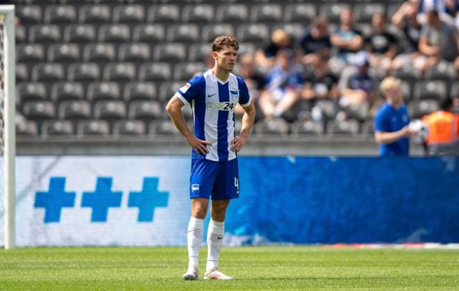 Football, Men, Season 2024 2025, 2 Bundesliga 1 Matchday , Hertha BSC SC Paderborn, Linus Gechter Hertha BSC , Disappointment after conceding 0 2, 03 08 2024, Copyright: xSebastianxRäppold MatthiasxKochx