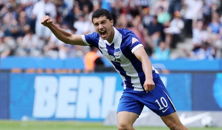 Ibrahim Maza cheers after 1 2 joy emotion jubilation sport soccer soccer DFL 2 Bundesliga men 1 matchday season 2024 2025 03 08 2024 Hertha BSC Berlin vs SC Paderborn SCP DFL regulations prohibit any use of photographs as image sequences and or quasi video