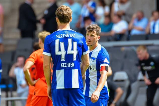 03 08 2024, xlakx, Fußball 2 Bundesliga, Hertha BSC Berlin SC Paderborn emspor, v l Linus Gechter Hertha BSC ,Diego Demme Hertha BSC , enttaeuscht, schaut enttaeuscht, niedergeschlagen, disappointed DFL DFB REGULATIONS PROHIBIT ANY USE OF PHOTOGRAPHS AS IMAGE SEQUENCES AND OR QUASI VIDEO Daniel Lakomski JAN Huebner Berlin