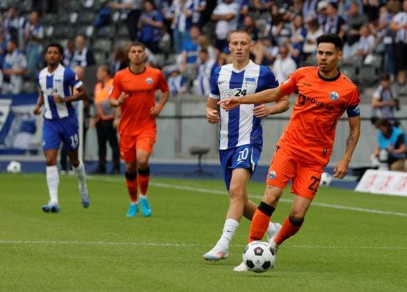 Germany, Berlin, Olympiastadion, Football, Men, Season 2024 2025, 2 Bundesliga 1 Matchday , Hertha BSC SC Paderborn, Photo Palko Dardai Hertha BSC , Raphael Obermair, SC Paderborn