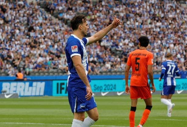 Germany, Berlin, Olympiastadion, Football, Men, Season 2024 2025, 2 Bundesliga 1 Matchday , Hertha BSC SC Paderborn, Photo Haris Tabakovic Hertha BSC