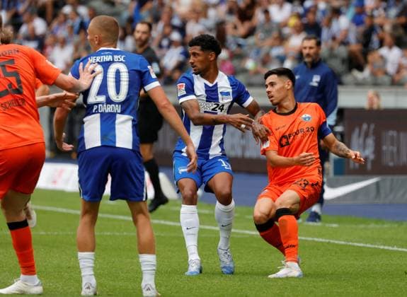 Germany, Berlin, Olympiastadion, Football, Men, Season 2024 2025, 2 Bundesliga 1 Matchday, Hertha BSC SC Paderborn, Photo Jeremy Dudziak, Hertha BSC, Raphael Obermair, SC Paderborn