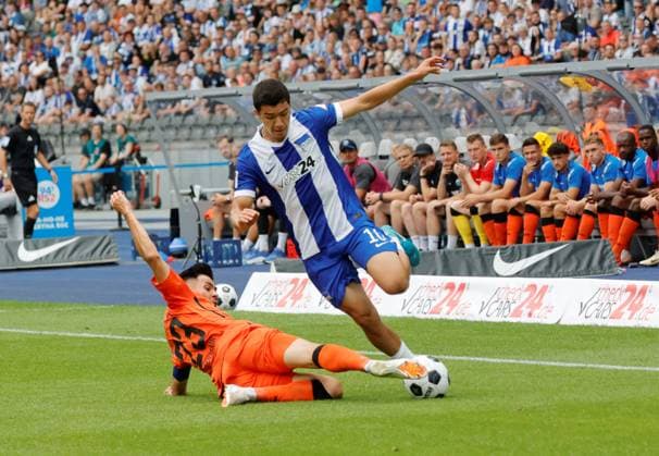 Germany, Berlin, Olympiastadion, Football, Men, Season 2024 2025, 2 Bundesliga 1 Matchday , Hertha BSC SC Paderborn, Photo Raphael Obermair, SC Paderborn, Ibrahim Maza Hertha BSC