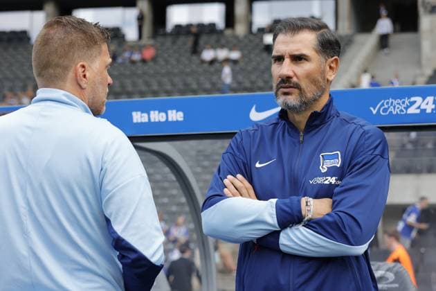 Germany, Berlin, Olympiastadion, Football, Men, Season 2024 2025, 2 Bundesliga 1 Matchday , Hertha BSC SC Paderborn, Photo Coach Cristian Fiel Hertha BSC