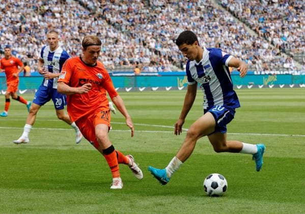 Germany, Berlin, Olympiastadion, Football, Men, Season 2024 2025, 2 Bundesliga 1 Matchday , Hertha BSC SC Paderborn, Photo Felix Götze, SC Paderborn, Ibrahim Maza Hertha BSC