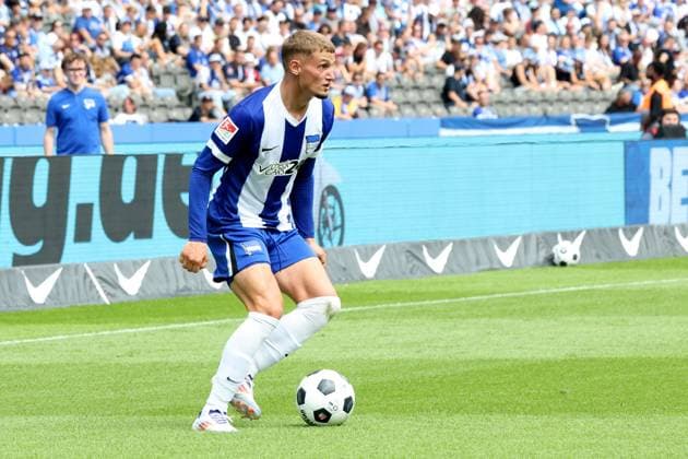 DEU, DFL, 2 FBL, Hertha BSC vs SC Paderborn 07, 03 08 2024, Berliner Olympiastadion, Berlin, DEU, DFL, 2 FBL, Hertha BSC vs SC Paderborn 07, im Bild Michael Cuisance Hertha BSC Berlin 27 DFL regulations prohibit any use of Photographs as image sequences and or quasi video Foto Juergen Engler nordphoto GmbH nordphotoxGmbHx xEngler nph00076