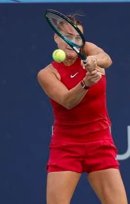 August 3, 2024: Aryna Sabalenka plays a shot during the 2024 Mubadala Citi DC Open tennis tournament being played at Rock Creek Park Tennis Center in Washington, D.C. CSM District Of Columbia United States of America - ZUMAc04_ 20240803_zma_c04_149 Copyright: xJustinxCooperx