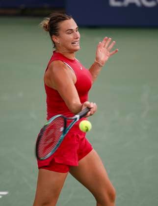 August 3, 2024: Aryna Sabalenka plays a shot during the 2024 Mubadala Citi DC Open tennis tournament being played at Rock Creek Park Tennis Center in Washington, D.C. CSM District Of Columbia United States of America - ZUMAc04_ 20240803_zma_c04_153 Copyright: xJustinxCooperx