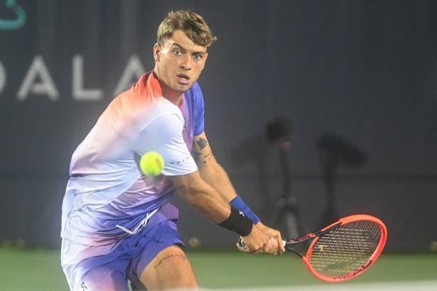 August 3, 2024, Washington, D.C, U.S: FLAVIO COBOLLI hits a backhand during his semifinal match against Ben Shelton at the Rock Creek Tennis Center. Washington U.S - ZUMAg196 20240803_zap_g196_024 Copyright: xKylexGustafsonx