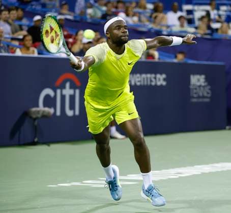 August 3, 2024: Frances Tiafoe (USA) hits a shot during the 2024 Mubadala Citi DC Open tennis tournament being played at Rock Creek Park Tennis Center in Washington, D.C. CSM District Of Columbia United States of America - ZUMAc04_ 20240803_zma_c04_383 Copyright: xJustinxCooperx