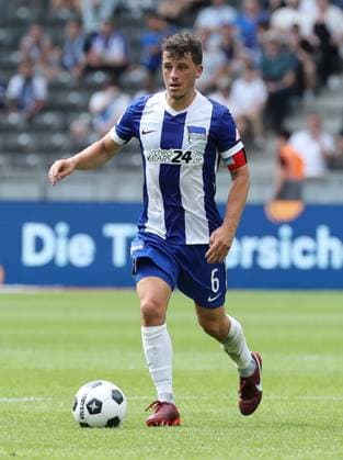 Diego Demme on the ball Single image Crop action Sport Soccer Football DFL 2 Bundesliga Men 1 Matchday Season 2024 2025 03 08 2024 Hertha BSC Berlin vs SC Paderborn SCP DFL regulations prohibit any use of photographs as image sequences and or quasi video