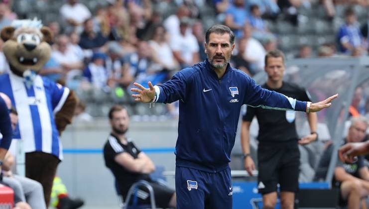 Coach Cristian Fiel Sport Soccer Football DFL 2 Bundesliga Men 1 Matchday Season 2024 2025 03 08 2024 Hertha BSC Berlin vs SC Paderborn SCP DFL regulations prohibit any use of photographs as image sequences and or quasi video
