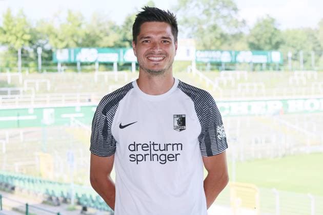 Chemie Leipzig team presentation Regionalliga NO goalkeeper Benjamin Bellot BSG Chemie Leipzig Regionalliga NordOst, portrait appointment 2024 2025 , 02 08 2024, Alfred Kunze Sportpark, Leipzig , Picture Point