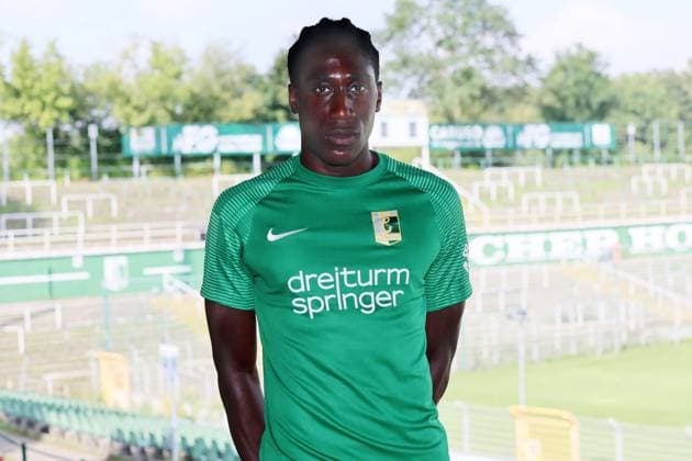 Chemie Leipzig team presentation Regionalliga NO Terry Asare BSG Chemie Leipzig Regionalliga NordOst, Porträttermin 2024 2025 , 02 08 2024, Alfred Kunze Sportpark, Leipzig , Picture Point
