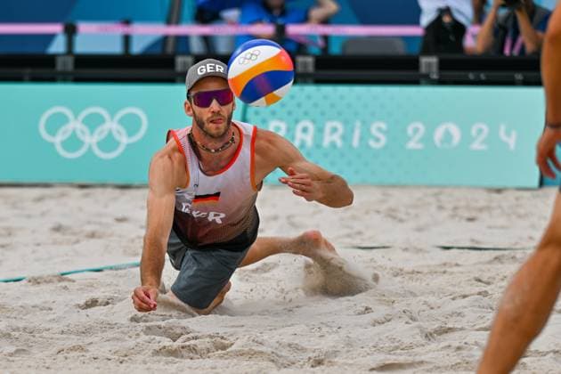 Olympic Games Beach Volleyball Paris 04 08 2024 Round of 16, Men, GER BRA, Clemens Wickler 2, GER , Copyright: xBEAUTIFULxSPORTS TomxBlochx