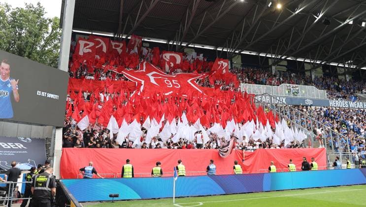 04 08 2024, xdcx, Soccer 2 Bundesliga, SV Darmstadt 98 Fortuna Düsseldorf, emonline, emspor, despor, v l , choreography, fans, atmosphere, scarves, jerseys, emotions DFL DFB REGULATIONS PROHIBIT ANY USE OF PHOTOGRAPHS AS IMAGE SEQUENCES AND OR QUASI VIDEO Copyright: HMBxMedia Claus