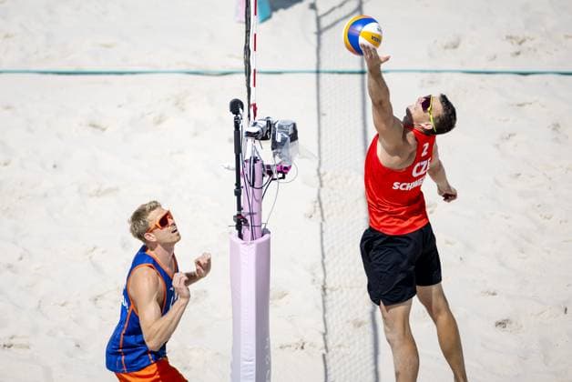PARIS - Beach volleyball, Beachvolleyball players Stefan Boermans and Yorick de Groot in action against Ivan Perisic and David Schweiner of the Czech Republic during the eighth finals at the Olympic Games, Olympische Spiele, Olympia, OS ANP KOEN VAN WEEL xVIxANPxSportx xxANPxIVx 505107437 originalFilename: 505107437.jpg