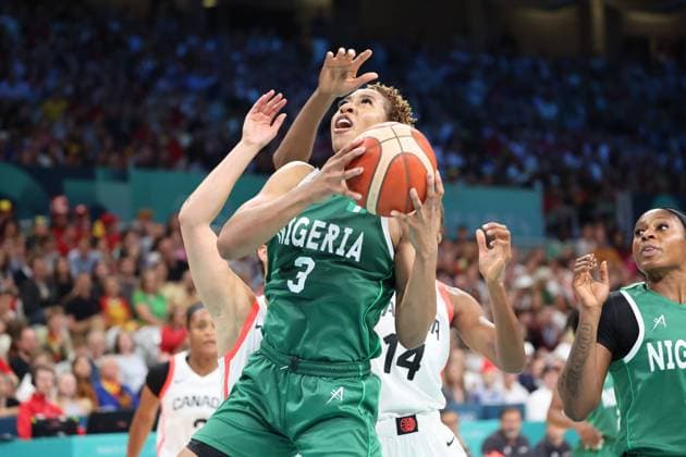Pallas KUNAIYI-AKPANAH (Nigéria) Women basketball, Canada vs Nigeria, Women s preliminary round during the Olympic Games, Olympische Spiele, Olympia, OS Paris 2024 - photo Laurent Sanson DPPI Panoramic JO 2024 : BASKET BALL - Canada vs Nigeria - Jeux Olympiques 2024 - Paris2024 - Lille - 04 08 2024 DPPI Panoramic 