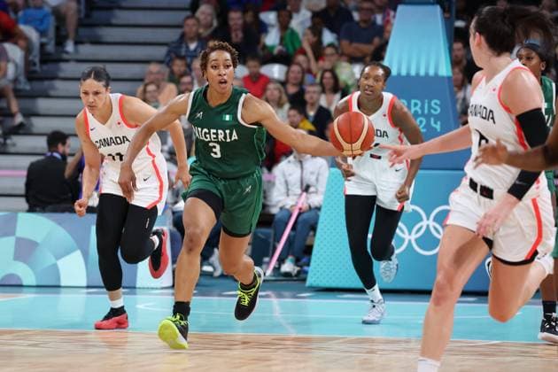 Pallas KUNAIYI-AKPANAH (Nigéria) Women basketball, Canada vs Nigeria, Women s preliminary round during the Olympic Games, Olympische Spiele, Olympia, OS Paris 2024 - photo Laurent Sanson DPPI Panoramic JO 2024 : BASKET BALL - Canada vs Nigeria - Jeux Olympiques 2024 - Paris2024 - Lille - 04 08 2024 DPPI Panoramic 