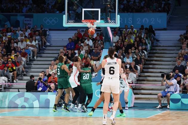 Women basketball, Canada vs Nigeria, Women s preliminary round during the Olympic Games, Olympische Spiele, Olympia, OS Paris 2024 - photo Laurent Sanson DPPI Panoramic JO 2024 : BASKET BALL - Canada vs Nigeria - Jeux Olympiques 2024 - Paris2024 - Lille - 04 08 2024 DPPI Panoramic 