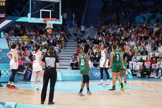 Action NIgeria Women basketball, Canada vs Nigeria, Women s preliminary round during the Olympic Games, Olympische Spiele, Olympia, OS Paris 2024 - photo Laurent Sanson DPPI Panoramic JO 2024 : BASKET BALL - Canada vs Nigeria - Jeux Olympiques 2024 - Paris2024 - Lille - 04 08 2024 DPPI Panoramic 