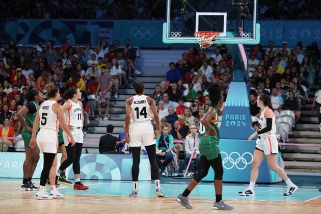 Women basketball, Canada vs Nigeria, Women s preliminary round during the Olympic Games, Olympische Spiele, Olympia, OS Paris 2024 - photo Laurent Sanson DPPI Panoramic JO 2024 : BASKET BALL - Canada vs Nigeria - Jeux Olympiques 2024 - Paris2024 - Lille - 04 08 2024 DPPI Panoramic 