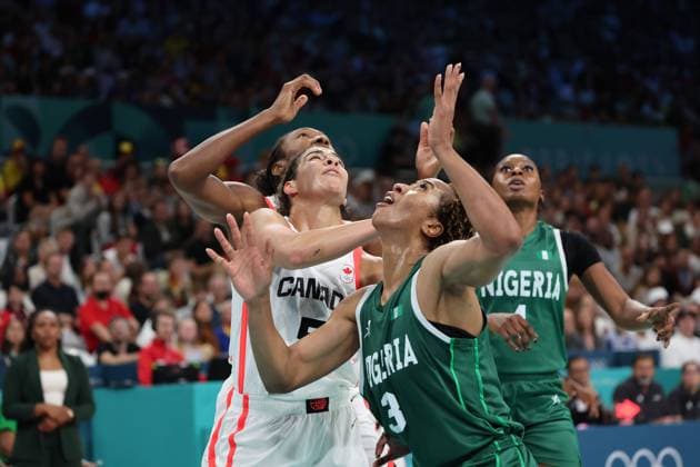 Pallas KUNAIYI-AKPANAH (Nigéria) Women basketball, Canada vs Nigeria, Women s preliminary round during the Olympic Games, Olympische Spiele, Olympia, OS Paris 2024 - photo Laurent Sanson DPPI Panoramic JO 2024 : BASKET BALL - Canada vs Nigeria - Jeux Olympiques 2024 - Paris2024 - Lille - 04 08 2024 DPPI Panoramic 