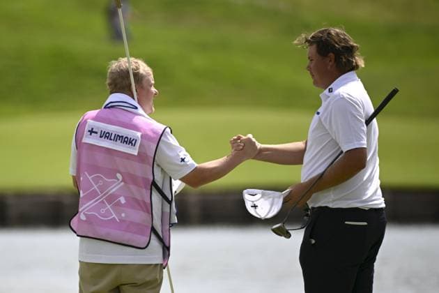 Sami Välimäki of Finland (R) competes during men s individual stroke play of golf at the Paris Summer Olympic Games, Olympische Spiele, Olympia, OS in Le Golf National on August 4, 2024. Paris France LKFTJK20240804162700KRUA  Copyright: xAnttixAimo-Koivistox LKFTJK20240804162700KRUA