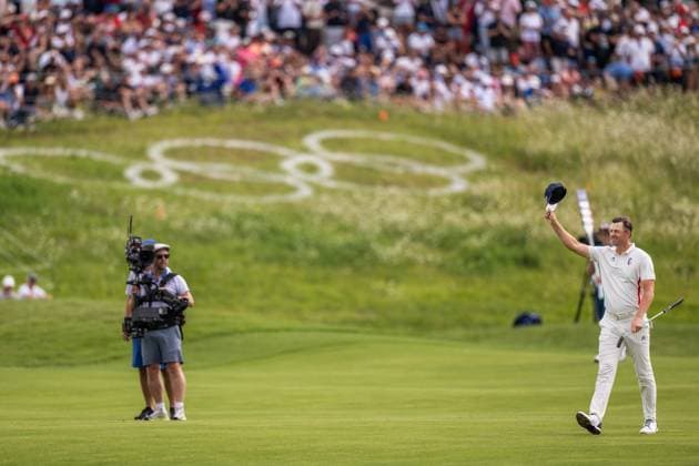 240804 Victor Perez of France during the final round of the men s individual stroke play golf during day 9 of the Paris 2024 Olympic Games on August 4, 2024 in Paris Photo Petter Arvidson BILDBYRAN code PA PA0861 golf olympic games olympics os ol olympiska spelen olympiske leker paris 2024 paris os paris ol bbeng france france france grappa33  Copyright: PETTERxARVIDSON BB240804PA134