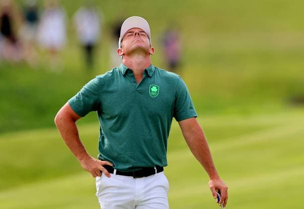Paris 2024 Olympic Games, Olympische Spiele, Olympia, OS Le Golf National, Paris, France 4 8 2024 Men s Individual Stroke Play Ireland™s Rory McIlroy on the 18th Rory McIlroy on the 18th 4 8 2024  Copyright: x INPHO JamesxCrombiex JRH20615