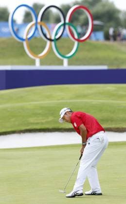 Paris Olympics: Golf Japan s Hideki Matsuyama misses a birdie putt on the 18th hole during the final round of the men s golf event at the Paris Olympics on Aug. 4, 2024, at Le Golf National in Saint-Quentin-en-Yvelines, France.  A14AA0003237802P