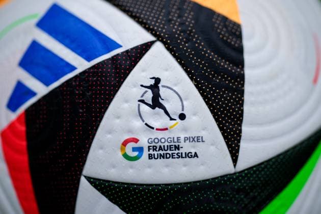 A ball of the brand adidas Fussballliebe Pro, Competition Ball shows the logo of the Google Pixel Womens Bundesliga, league logo, sponsor, league sponsor, official match ball, official match ball, symbol photo, symbol image, icon, 04 08 2024, Sankt Leon Rot Germany , Soccer, Women, Test match, TSG 1899 Hoffenheim FC Nordsjaelland, 04 08 2024, Sankt Leon Rot Germany , Soccer, Women, Test match, TSG 1899 Hoffenheim FC Nordsjaelland, DFB DFL REGULATES PROHIBIT ANY USE OF PHOTOGRAPHS AS IMAGE SEQUENCES AND OR QUASI VIDEO xozx