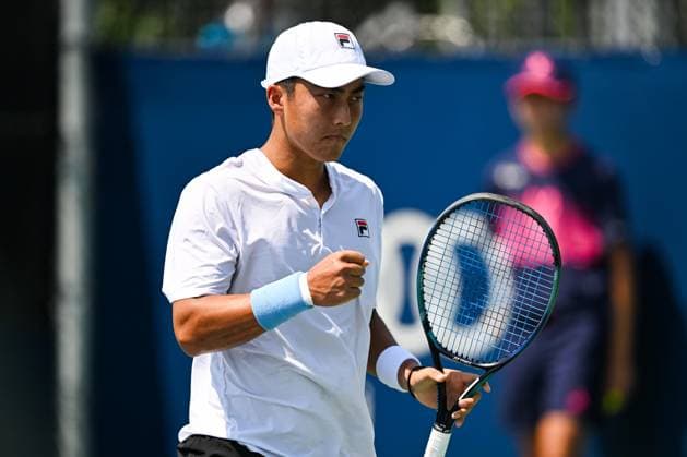 ATP National Bank Open 2024 MONTREAL, QC, CANADA AUGUST 04 Rinky Hijikata AUS reacts after scoring a point during a qualifying round match at ATP National Bank Open on August 04, 2024 at IGA Stadium in Montreal, QC, Canada Photo by David Kirouac Copyright: xBEAUTIFULxSPORTS Kirouacx