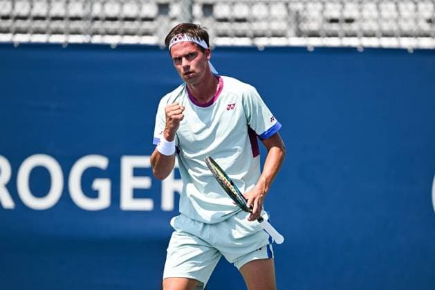 ATP National Bank Open 2024 MONTREAL, QC, CANADA AUGUST 04 Daniel Altmaier GER reacts after scoring a point during a qualifying round match at ATP National Bank Open on August 04, 2024 at IGA Stadium in Montreal, QC, Canada Photo by David Kirouac Copyright: xBEAUTIFULxSPORTS Kirouacx