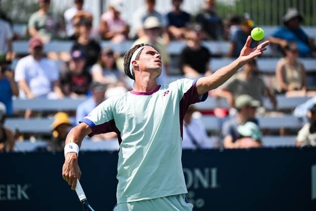 ATP National Bank Open 2024 MONTREAL, QC, CANADA AUGUST 04 Daniel Altmaier GER serves the ball during a qualifying round match at ATP National Bank Open on August 04, 2024 at IGA Stadium in Montreal, QC, Canada Photo by David Kirouac Copyright: xBEAUTIFULxSPORTS Kirouacx