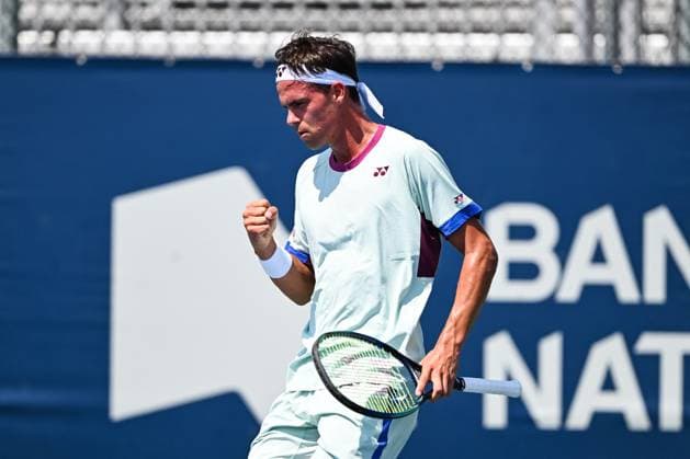 ATP National Bank Open 2024 MONTREAL, QC, CANADA AUGUST 04 Daniel Altmaier GER reacts after scoring a point during a qualifying round match at ATP National Bank Open on August 04, 2024 at IGA Stadium in Montreal, QC, Canada Photo by David Kirouac Copyright: xBEAUTIFULxSPORTS Kirouacx