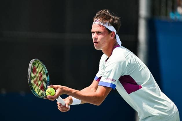 ATP National Bank Open 2024 MONTREAL, QC, CANADA AUGUST 04 Daniel Altmaier GER serves the ball during a qualifying round match at ATP National Bank Open on August 04, 2024 at IGA Stadium in Montreal, QC, Canada Photo by David Kirouac Copyright: xBEAUTIFULxSPORTS Kirouacx