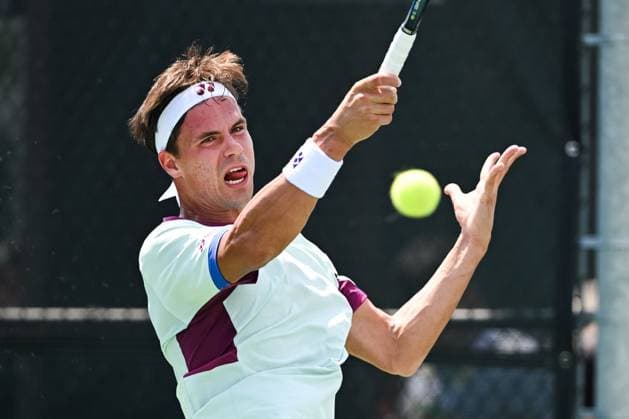 ATP National Bank Open 2024 MONTREAL, QC, CANADA AUGUST 04 Daniel Altmaier GER returns the ball during a qualifying round match at ATP National Bank Open on August 04, 2024 at IGA Stadium in Montreal, QC, Canada Photo by David Kirouac Copyright: xBEAUTIFULxSPORTS Kirouacx