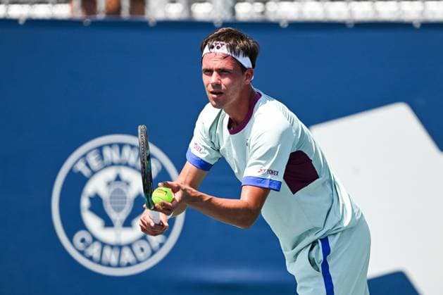 ATP National Bank Open 2024 MONTREAL, QC, CANADA AUGUST 04 Daniel Altmaier GER serves the ball during a qualifying round match at ATP National Bank Open on August 04, 2024 at IGA Stadium in Montreal, QC, Canada Photo by David Kirouac Copyright: xBEAUTIFULxSPORTS Kirouacx