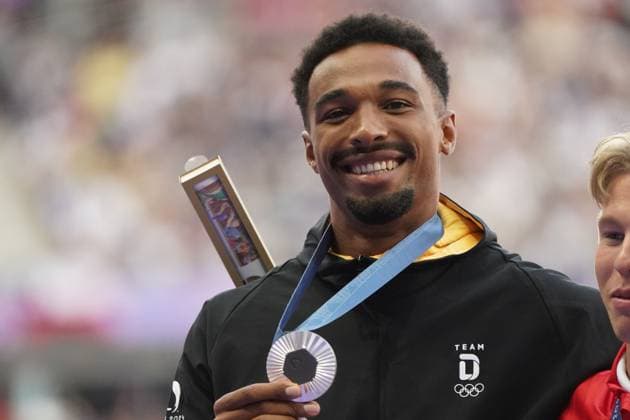 Olympic Games Paris 2024, Olympic Games 2024, 26 07 10 08 2024 , Athletics, Track and Field, Decathlon Award Ceremony, Leo Neugebauer Silver Medal,